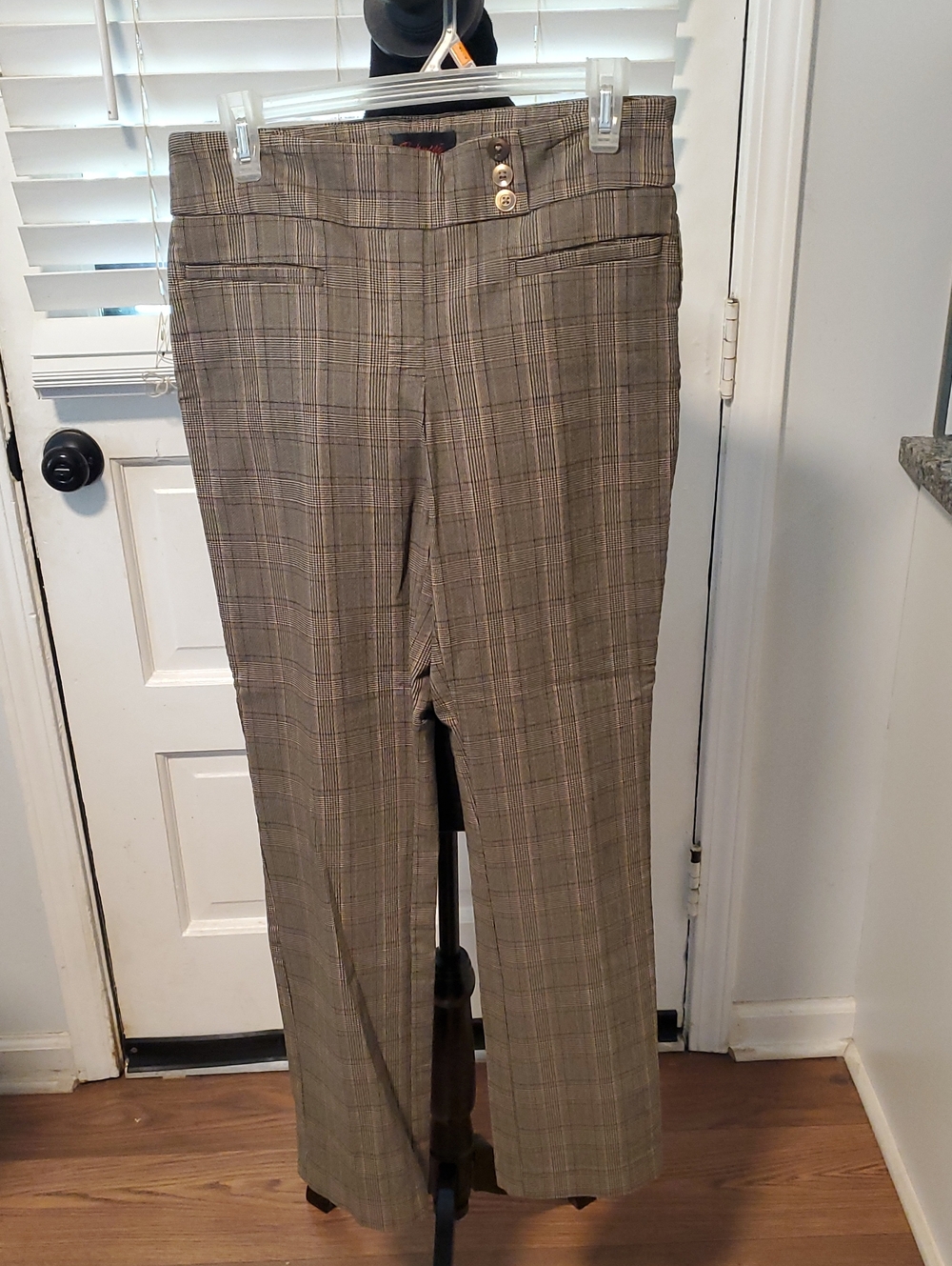 Rekucci Plaid Trouser Pants With Waistband in Black, Tan, Brown